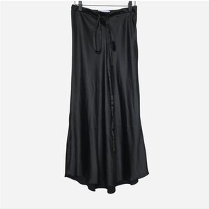 Zara Black Satin Maxi Skirt Size XS